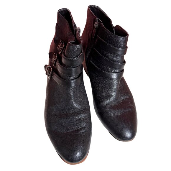 Clarks Maypearl Rayna Black Leather Boots Strappy Ankle Boots Size 9 - Picture 3 of 9